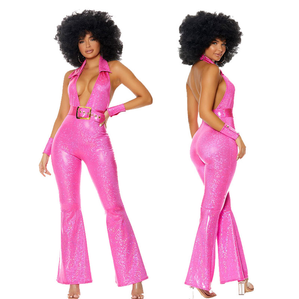 Costumi Hip Hop Rock Hippie Anni '70 Cosplay Halloween Carnevale Tuta Donna