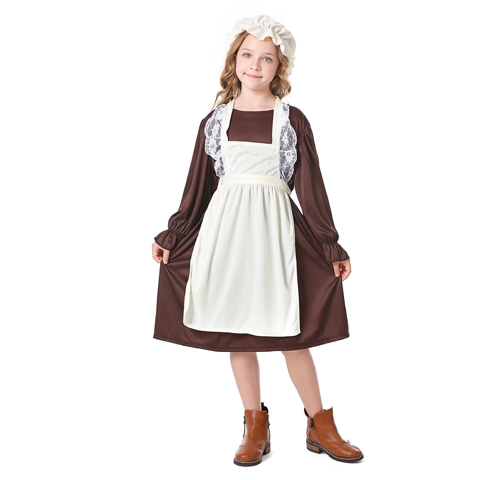 Costume medievale per bambini: costume da nonna povera coloniale europea