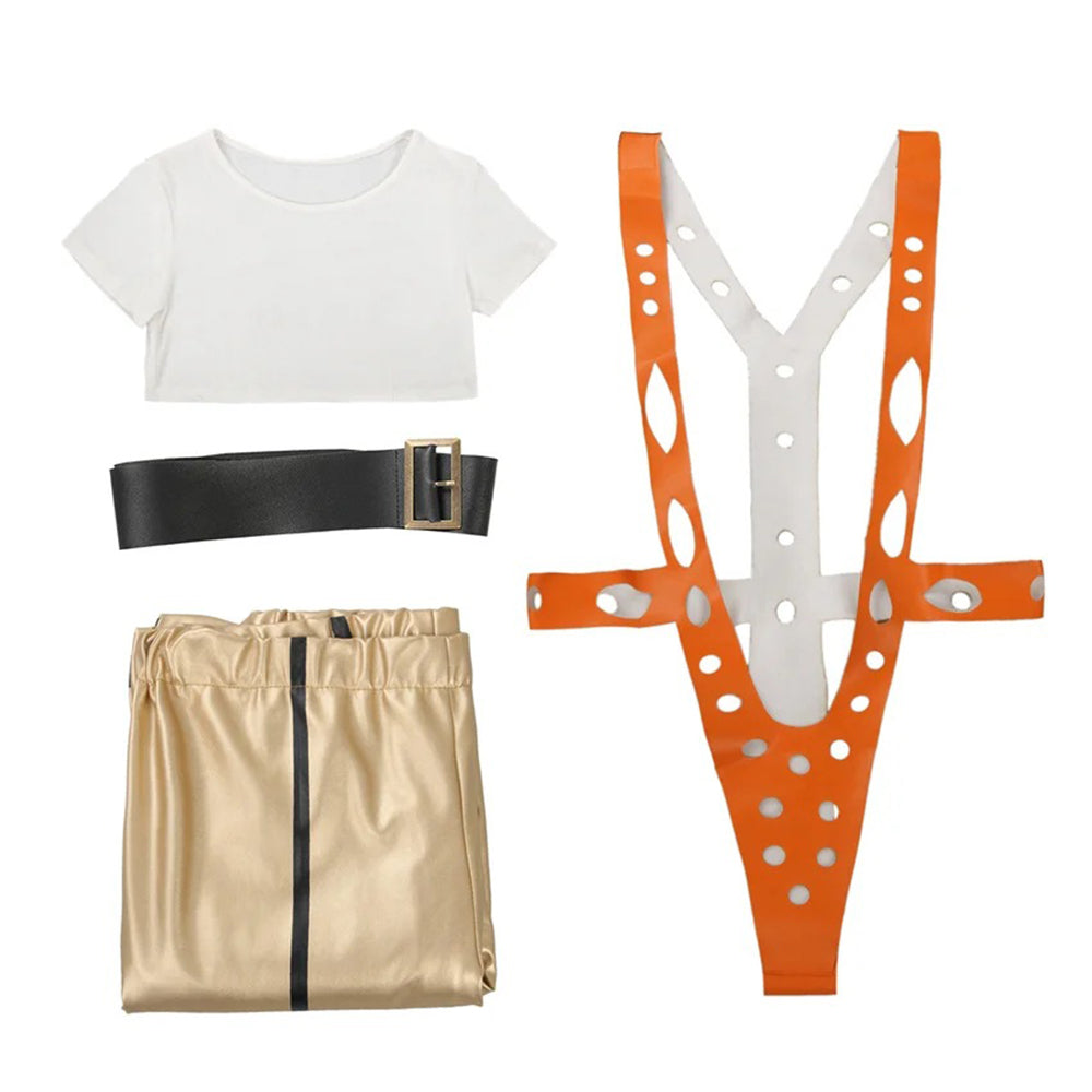 Il Quinto Elemento Costume Cosplay Leeloo Tuta Attillata Pantaloni Maglietta Corta
