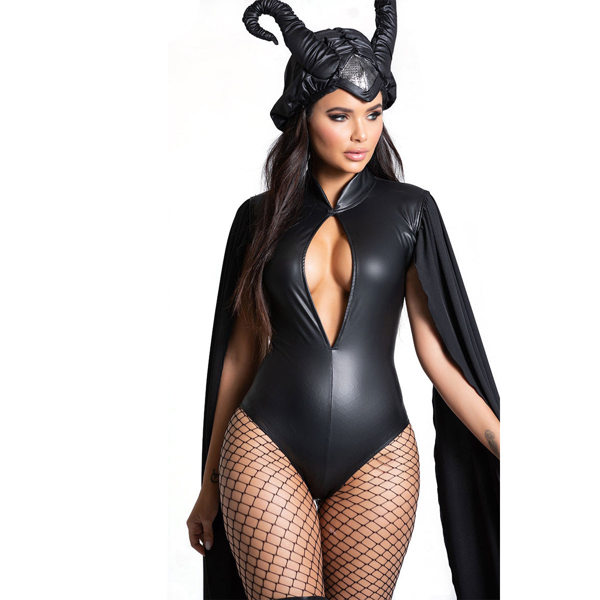 Costume da Maschera Malefica con Corna da Toro Halloween Strega Donna