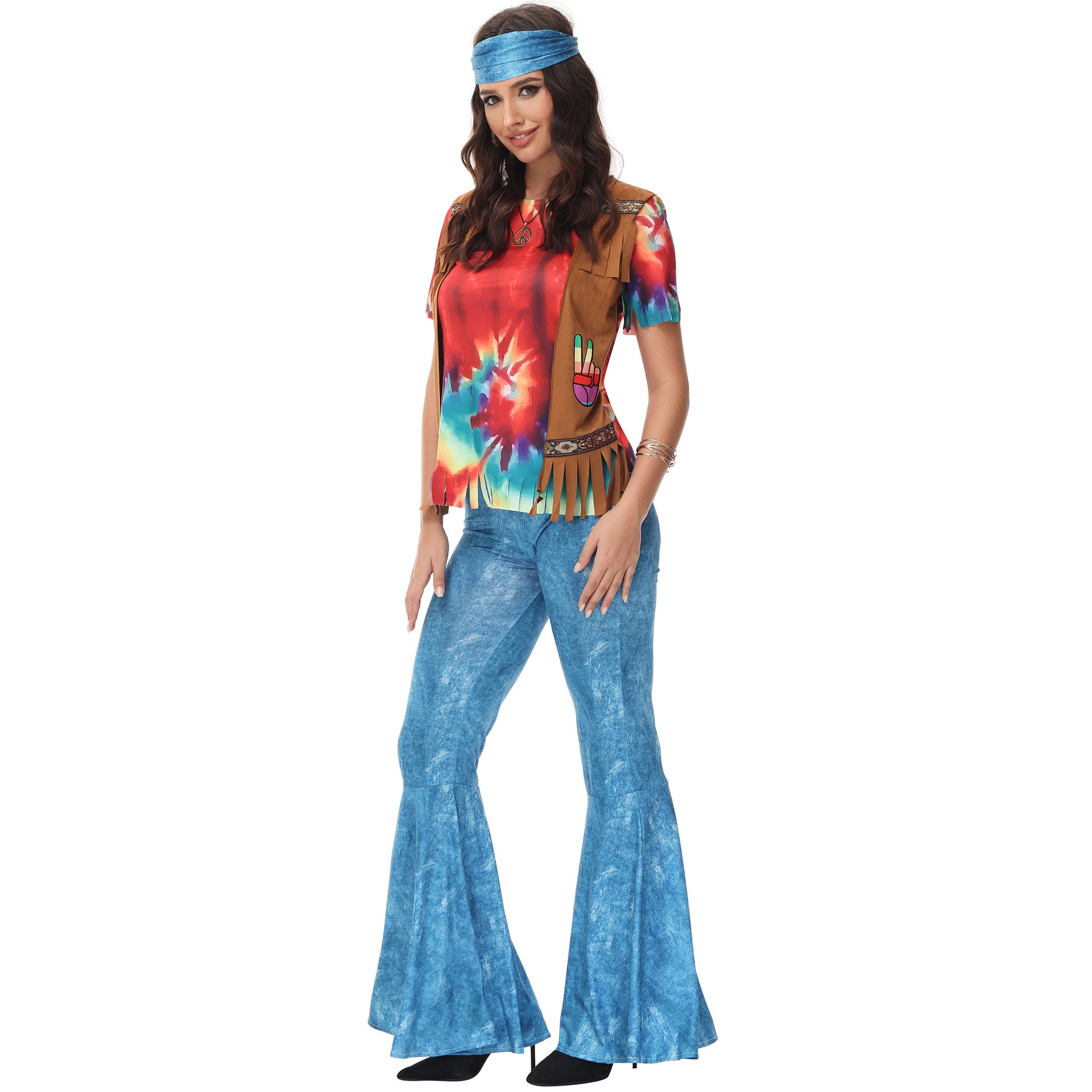 Costume da festa per adulti anni '70 '80 disco hippie