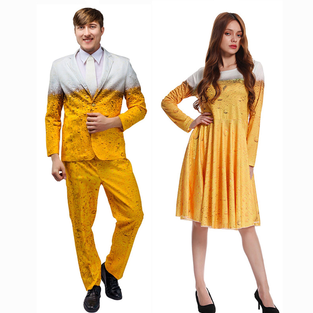 Costume da birra Costume divertente Abiti Oktoberfest Vestito per uomini donne Halloween Carnevale