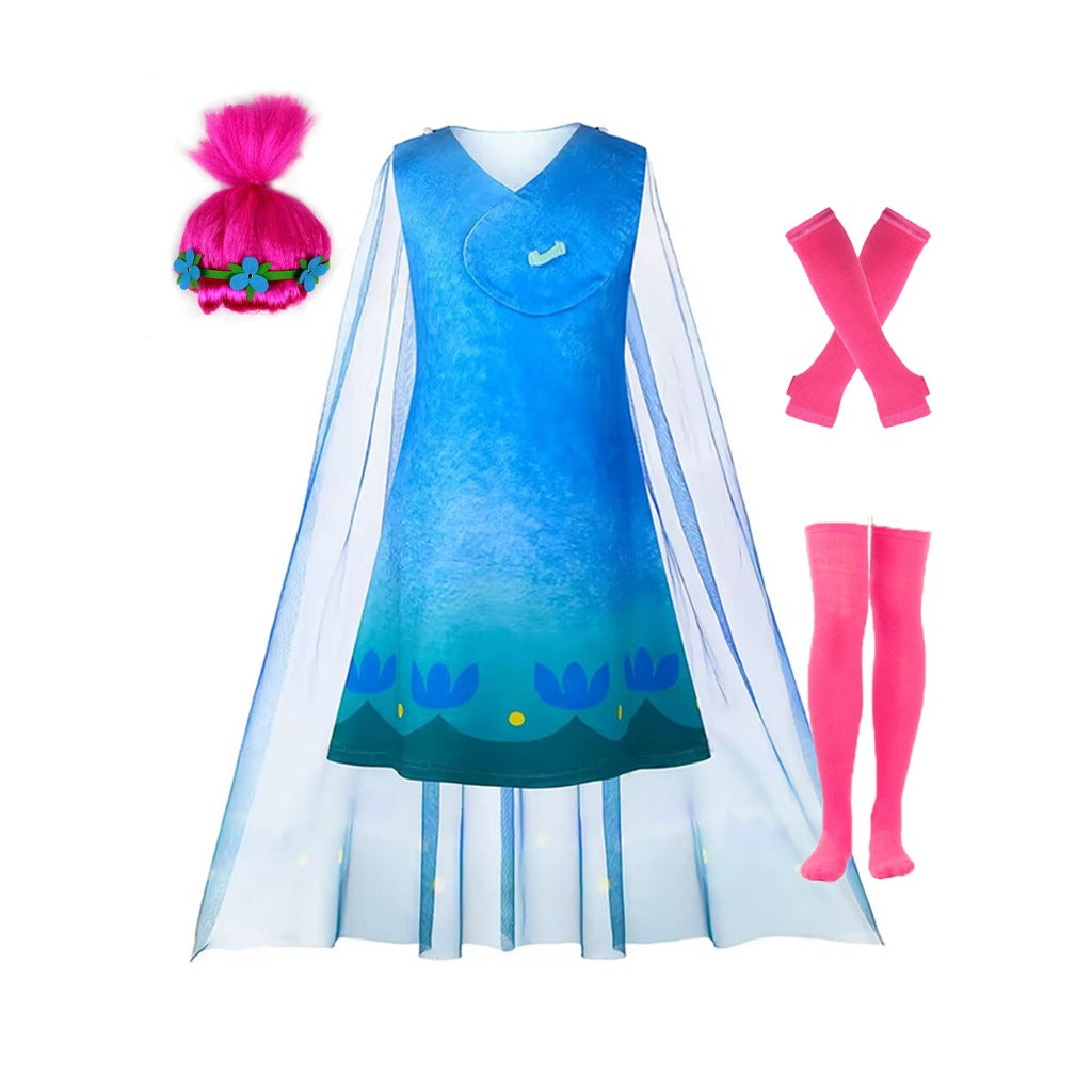 Costume da Principessa Poppy per Ragazze Trolls World Tour Set Abito