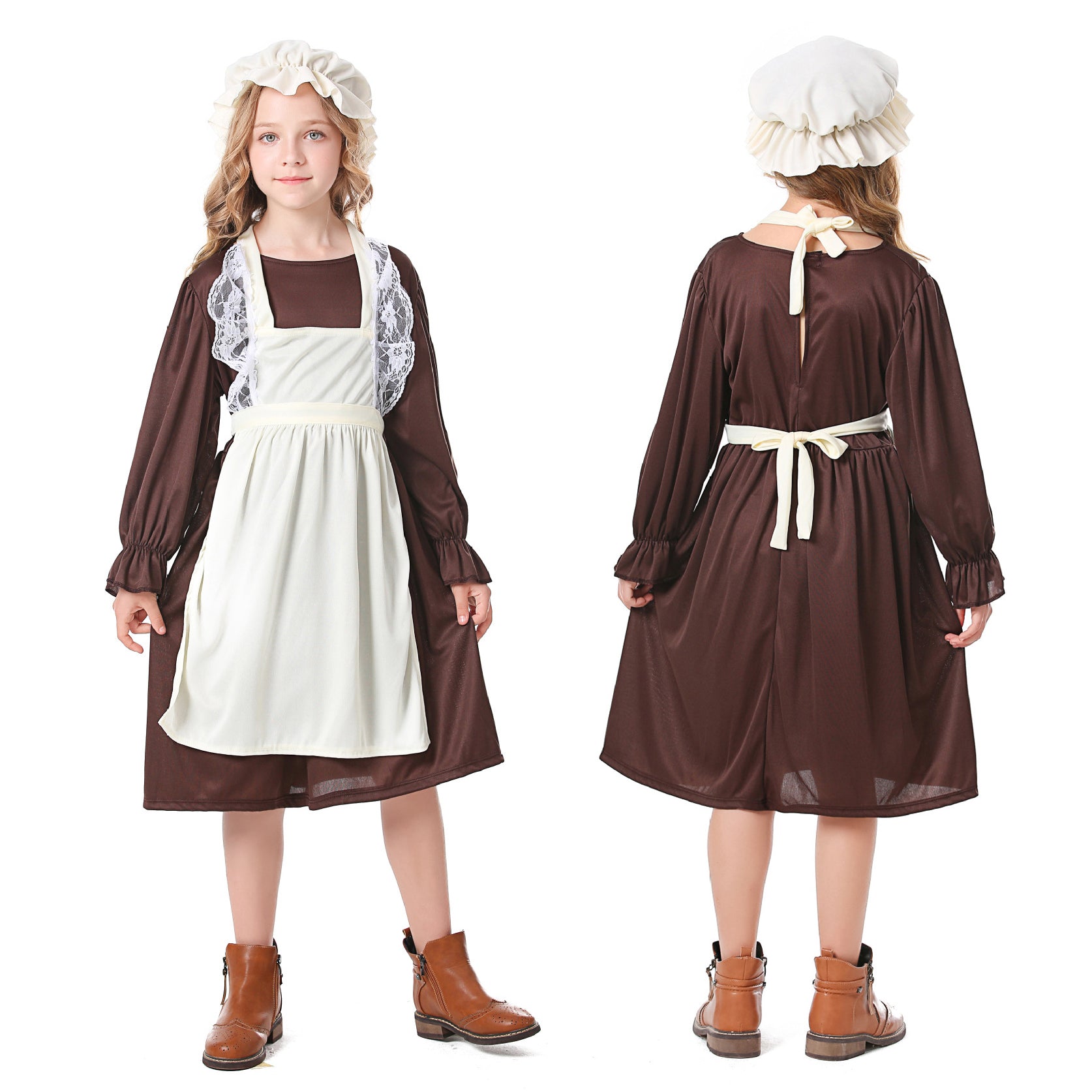 Costume medievale per bambini: costume da nonna povera coloniale europea