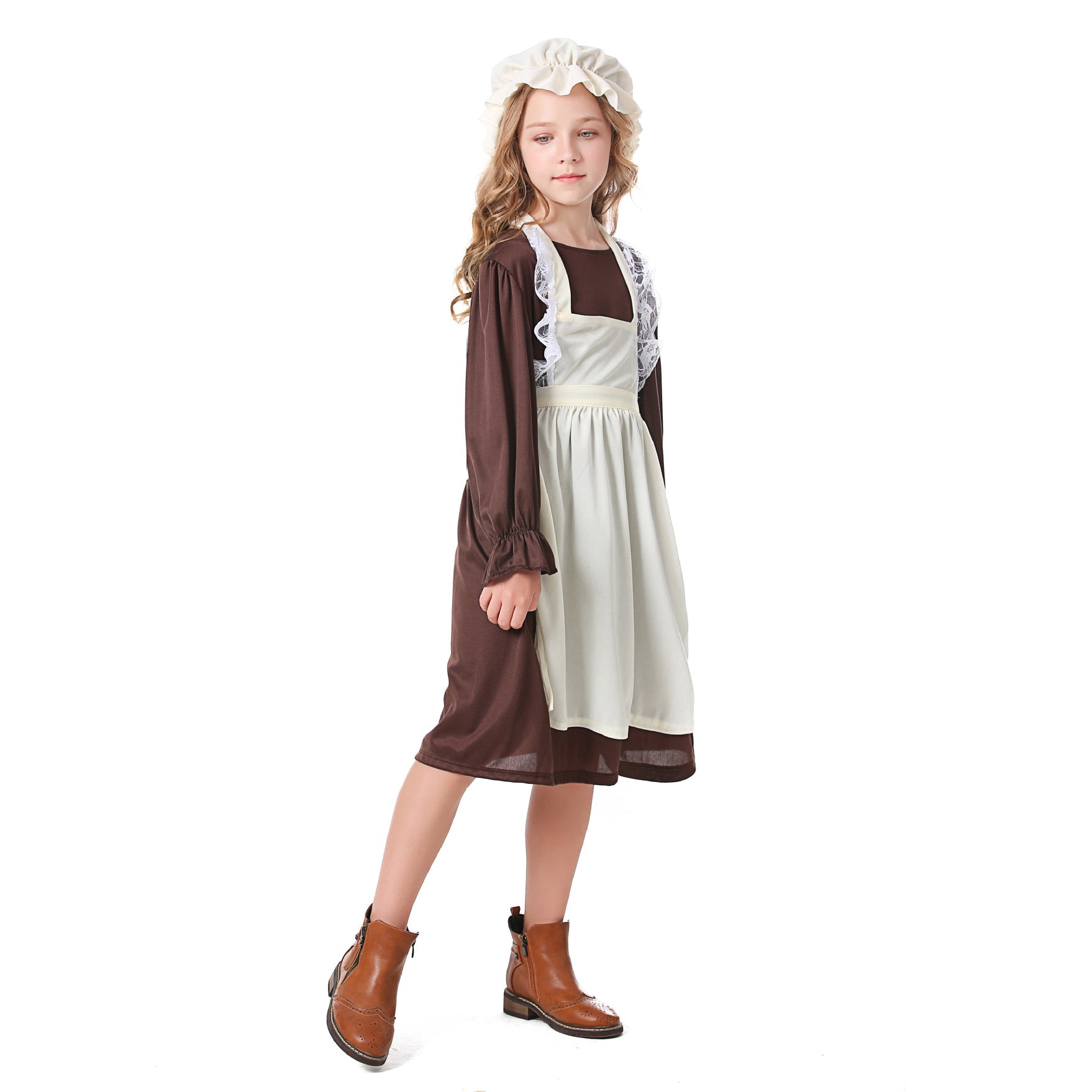 Costume medievale per bambini: costume da nonna povera coloniale europea