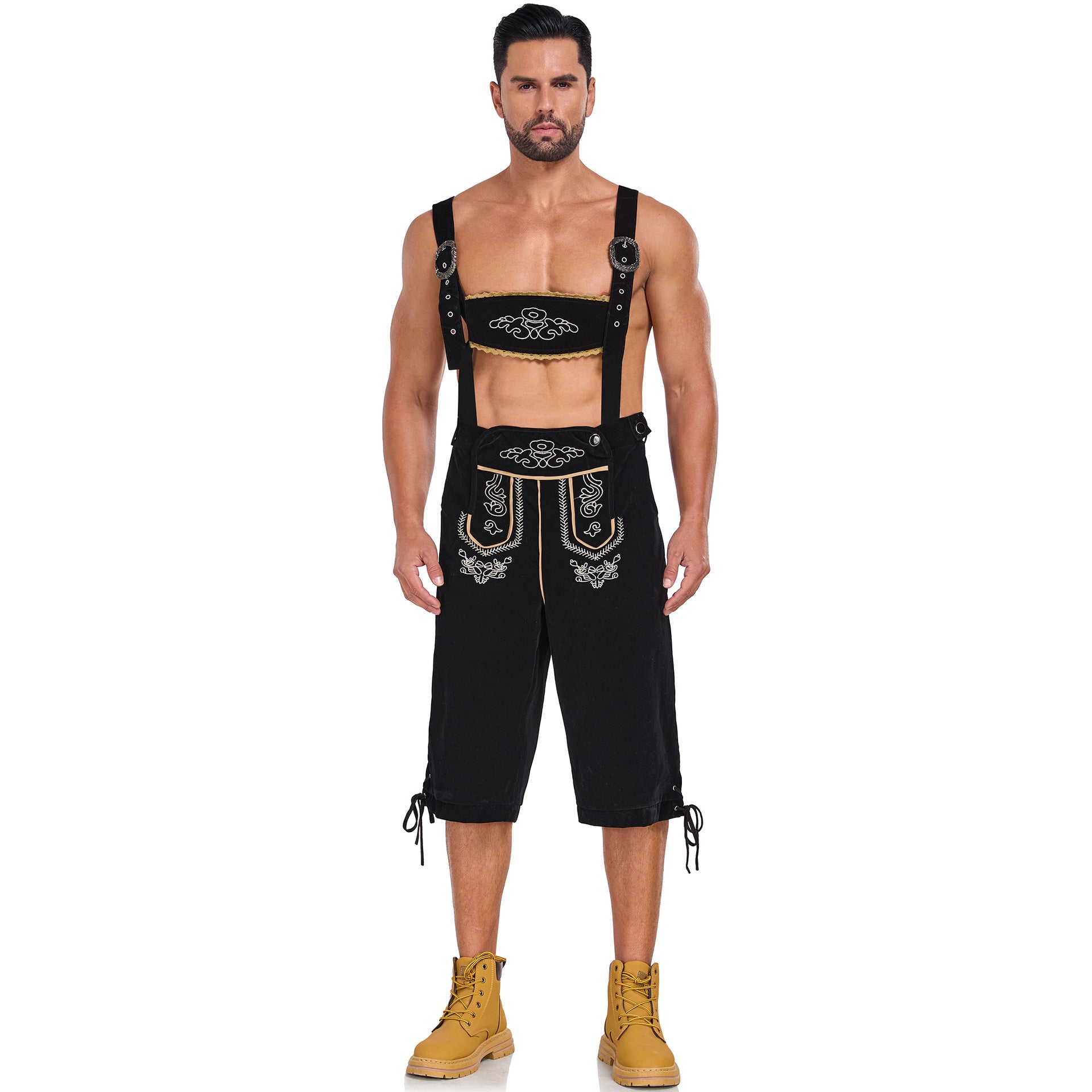 Costume bavarese tedesco da uomo per Oktoberfest Pantaloni salopette in velluto Halloween