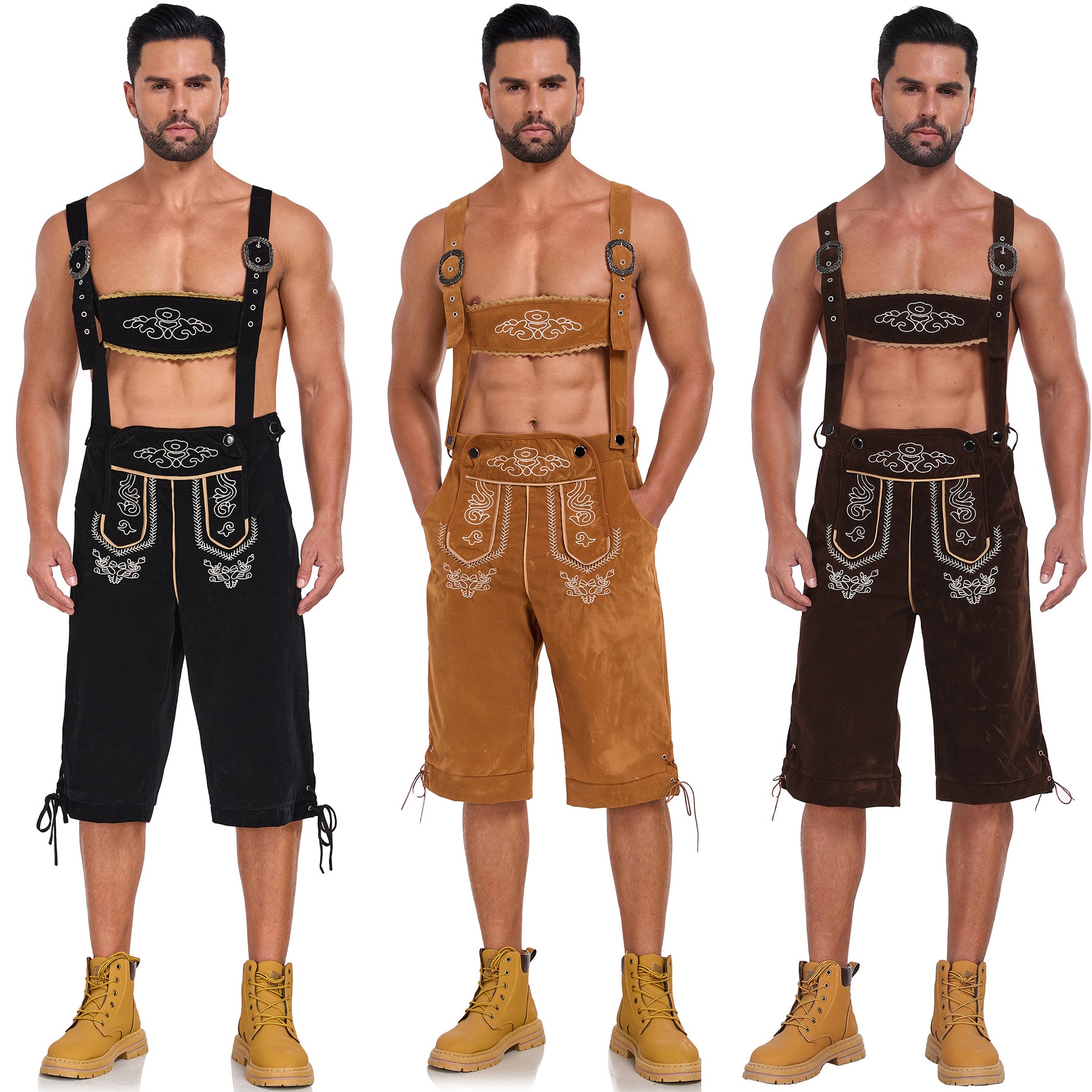Costume bavarese tedesco da uomo per Oktoberfest Pantaloni salopette in velluto Halloween