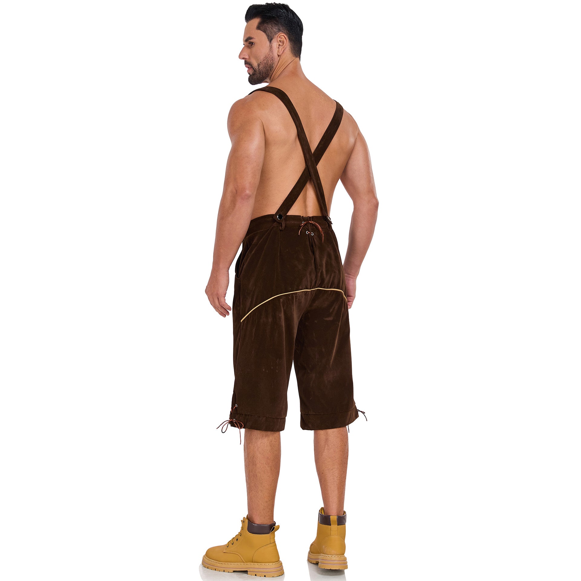Costume bavarese tedesco da uomo per Oktoberfest Pantaloni salopette in velluto Halloween