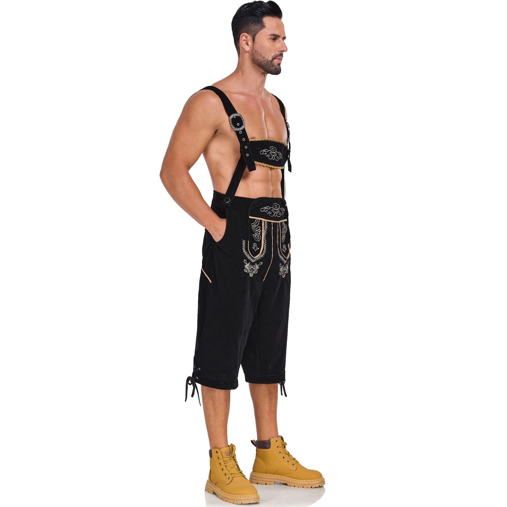 Costume bavarese tedesco da uomo per Oktoberfest Pantaloni salopette in velluto Halloween