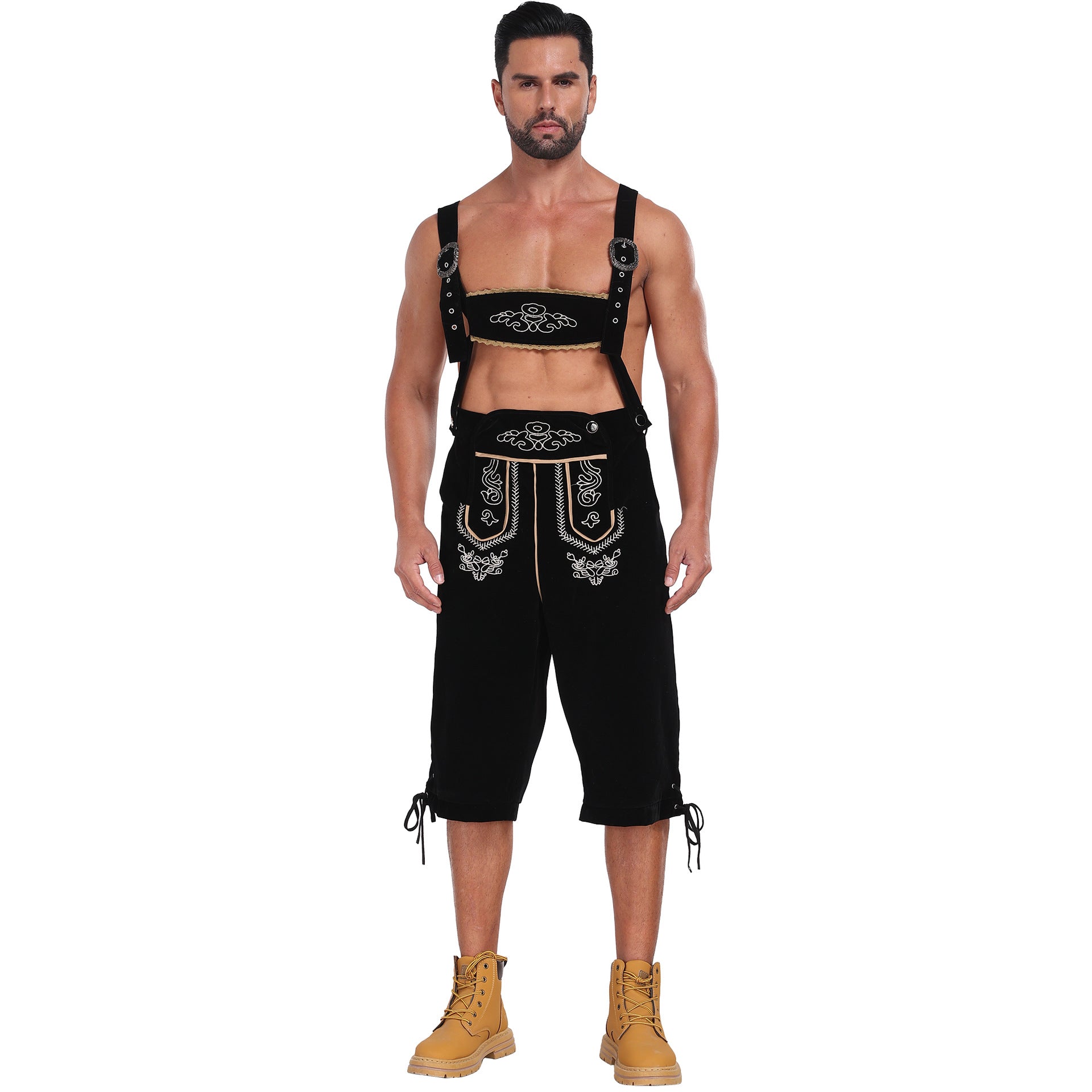 Costume bavarese tedesco da uomo per Oktoberfest Pantaloni salopette in velluto Halloween