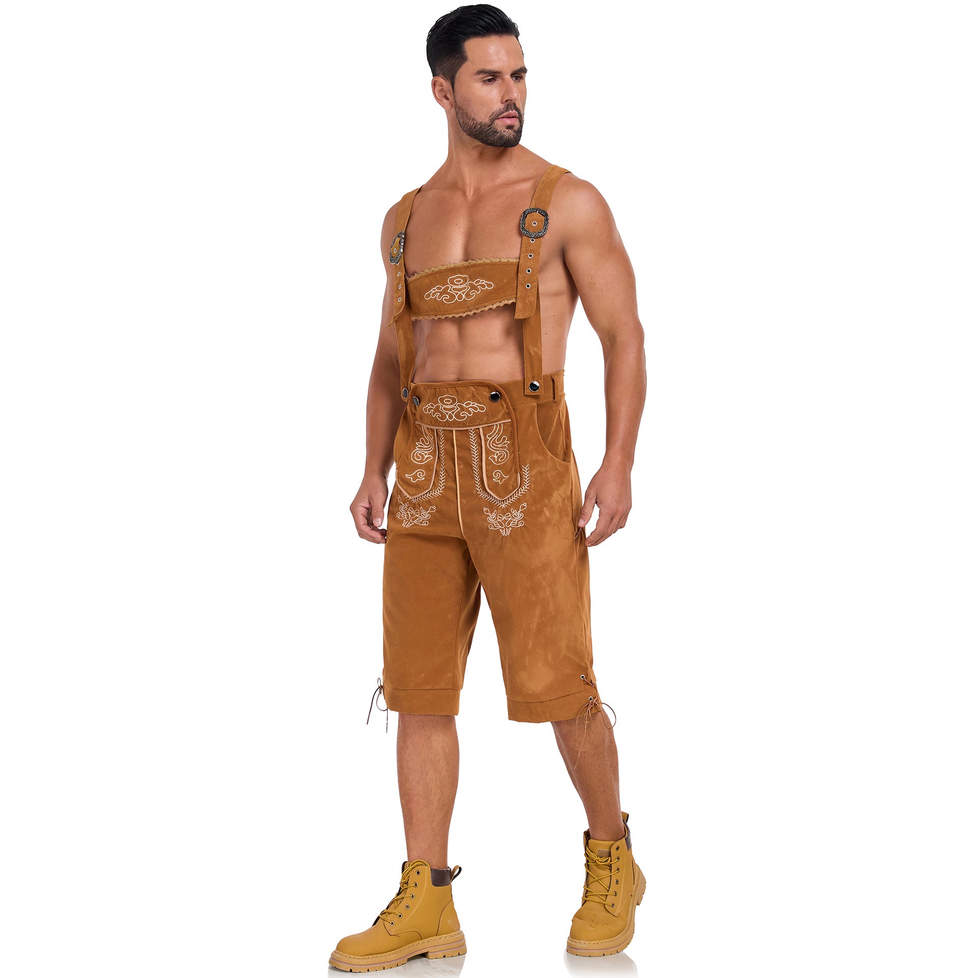 Costume bavarese tedesco da uomo per Oktoberfest Pantaloni salopette in velluto Halloween
