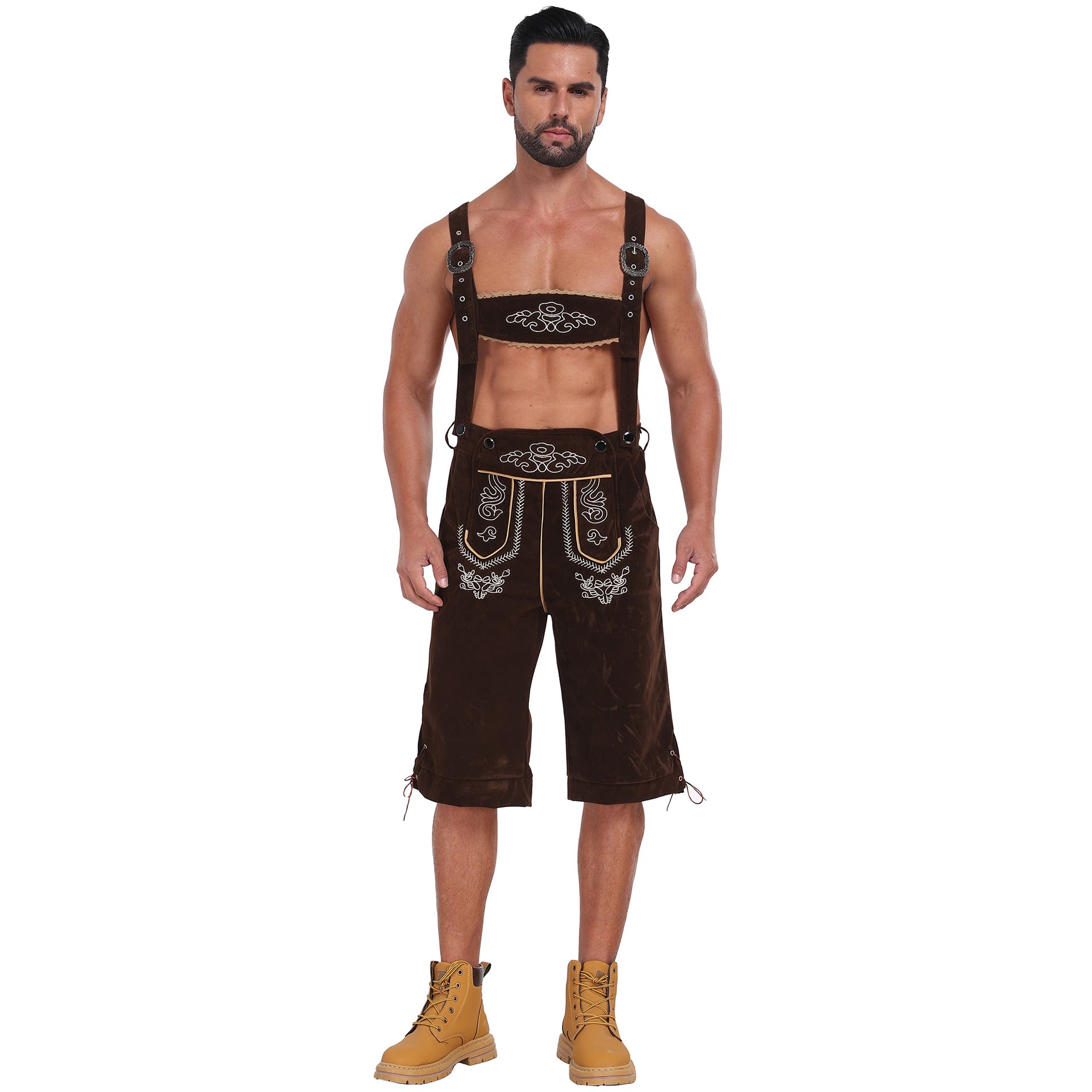 Costume bavarese tedesco da uomo per Oktoberfest Pantaloni salopette in velluto Halloween
