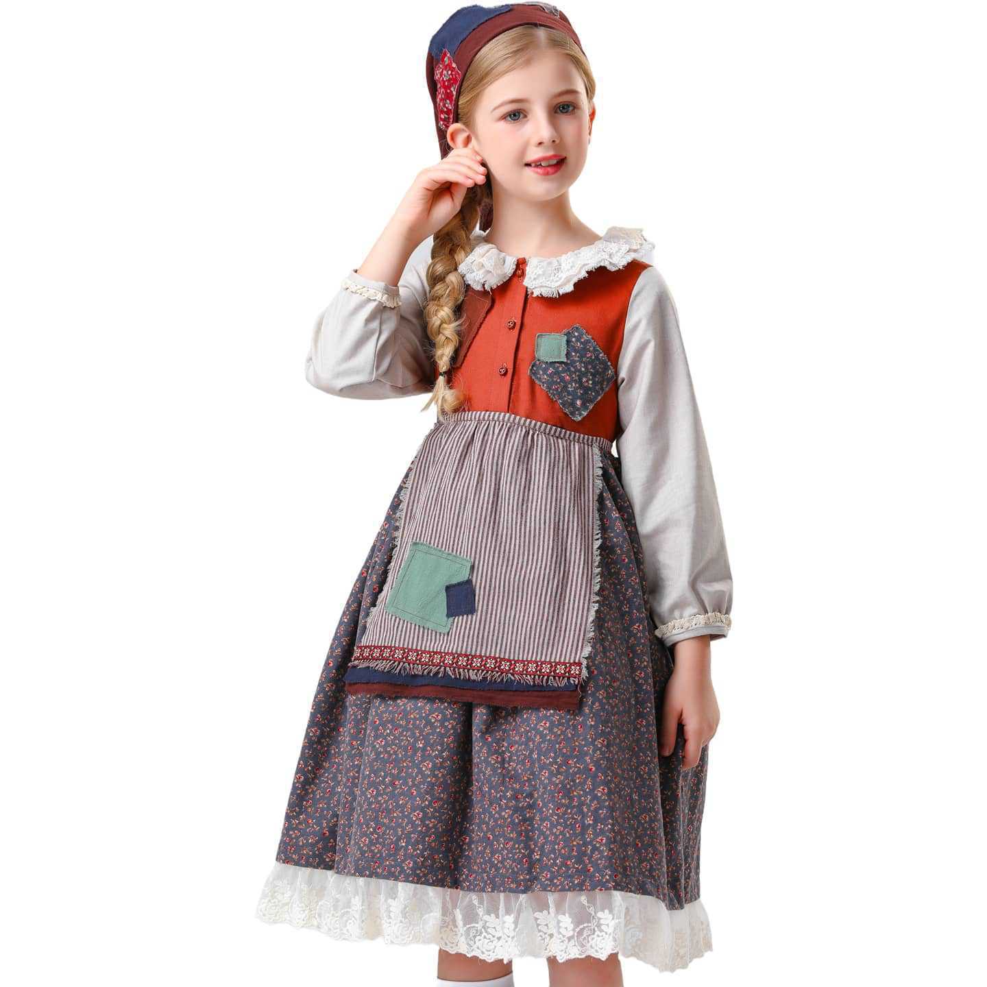 Costume da cameriera per bambini La piccola fiammiferaia Vestito divertente per festa di Halloween