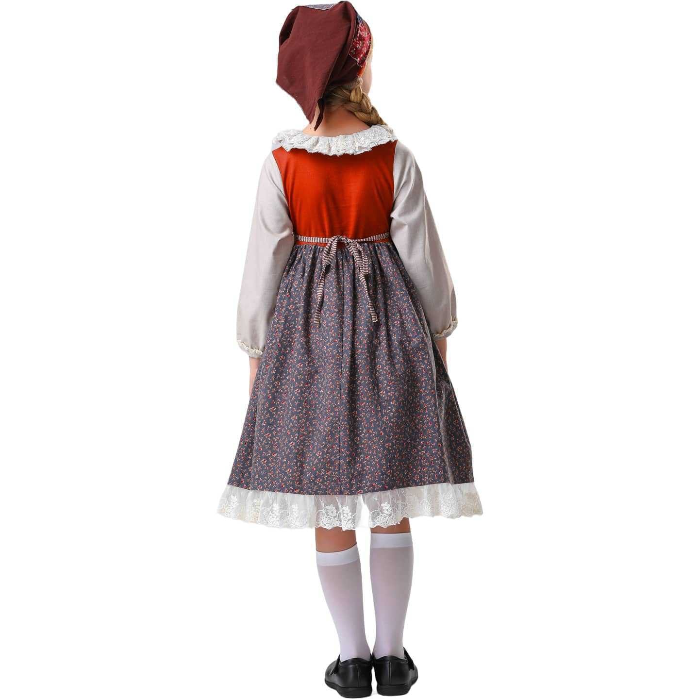 Costume da cameriera per bambini La piccola fiammiferaia Vestito divertente per festa di Halloween