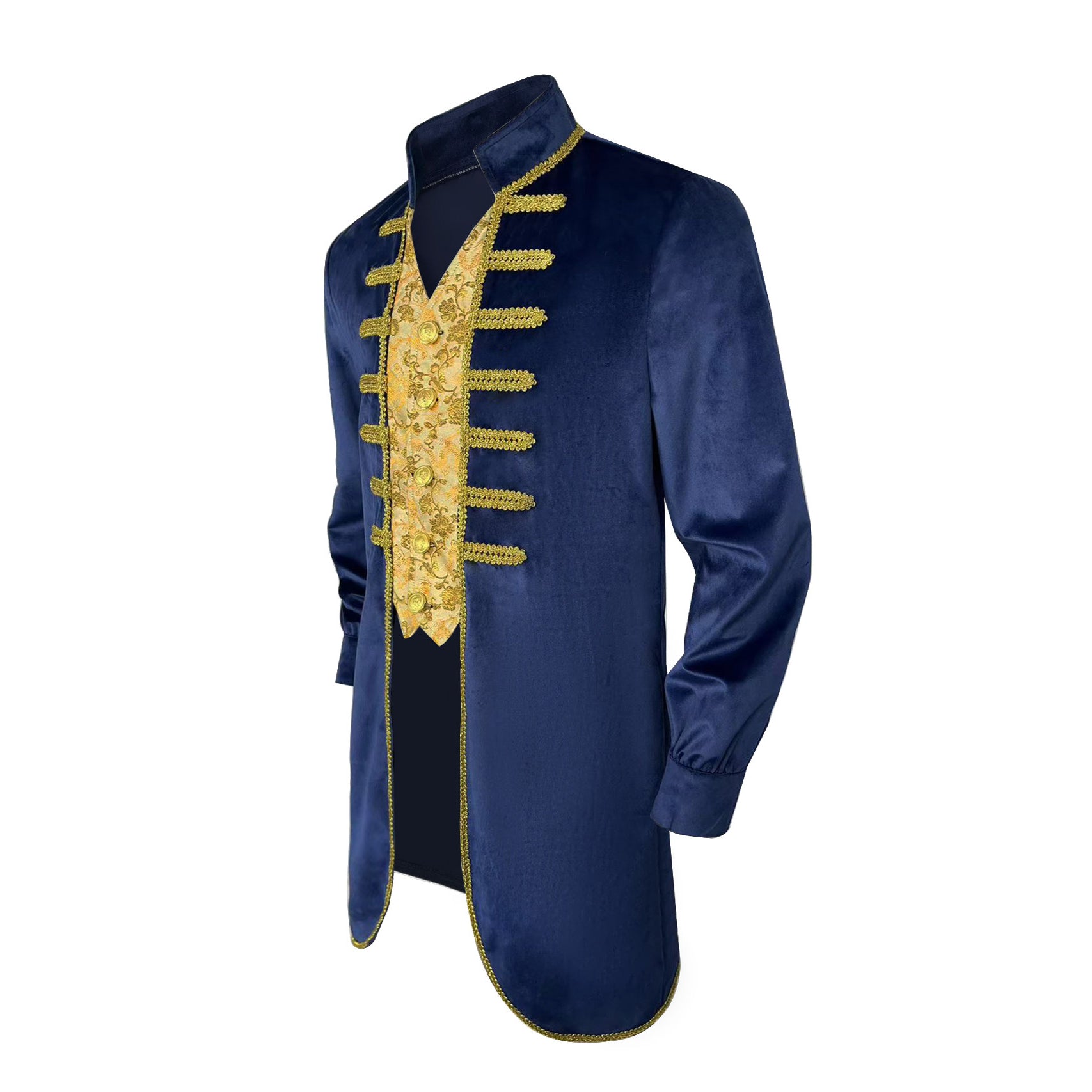 Costume da principe blu "La Bella e la Bestia" da uomo, frac medievale gotico