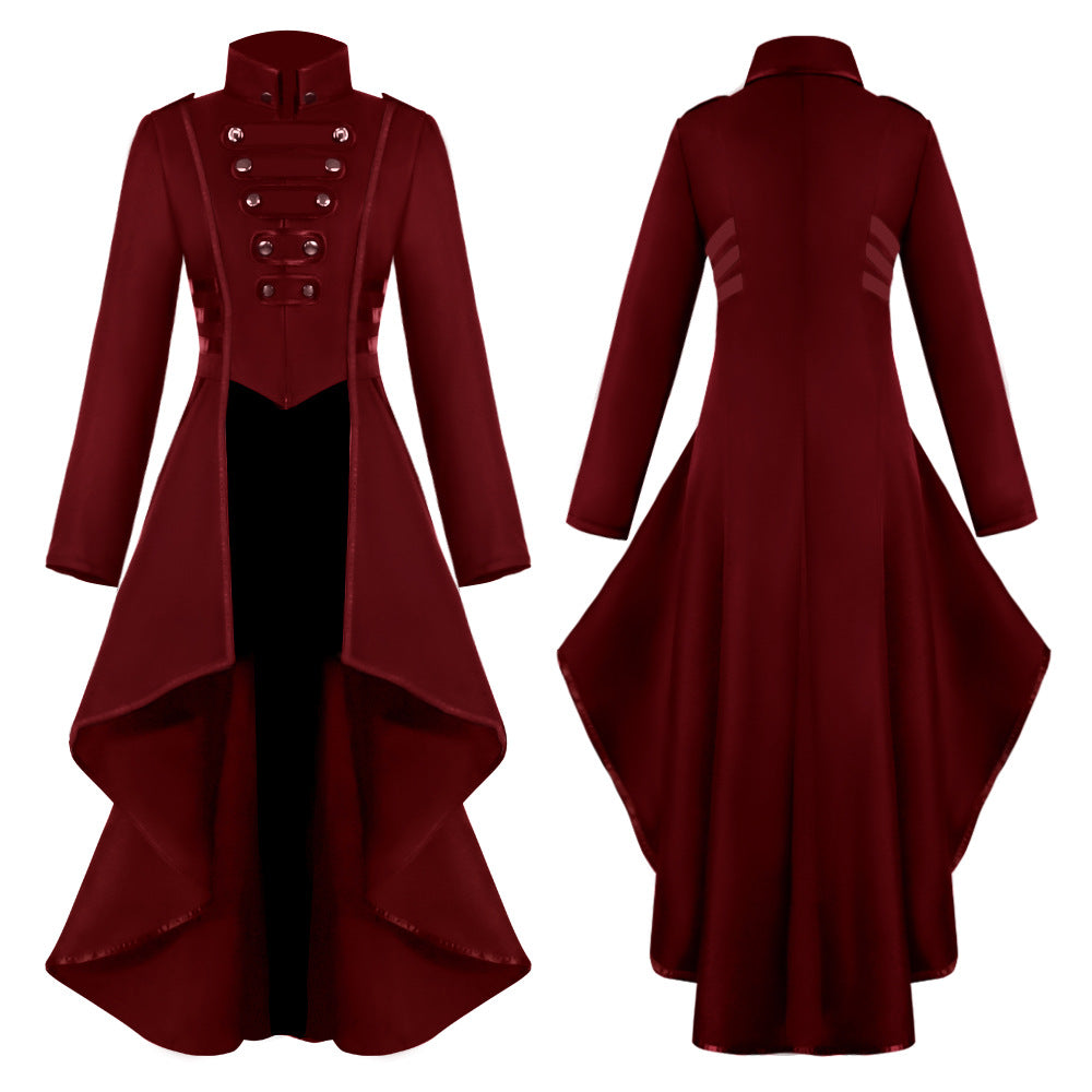 Costume medievale abito smoking donna rever orlo irregolare top lungo retrò