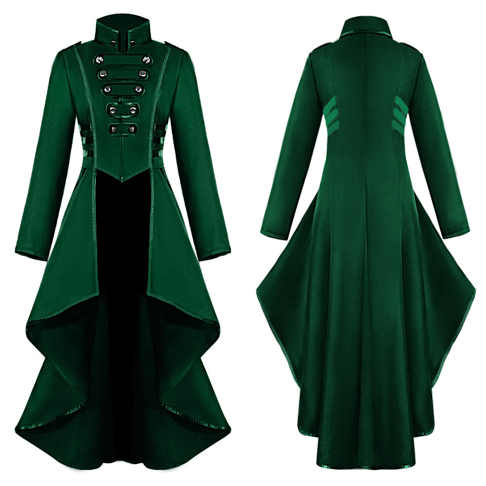 Costume medievale abito smoking donna rever orlo irregolare top lungo retrò