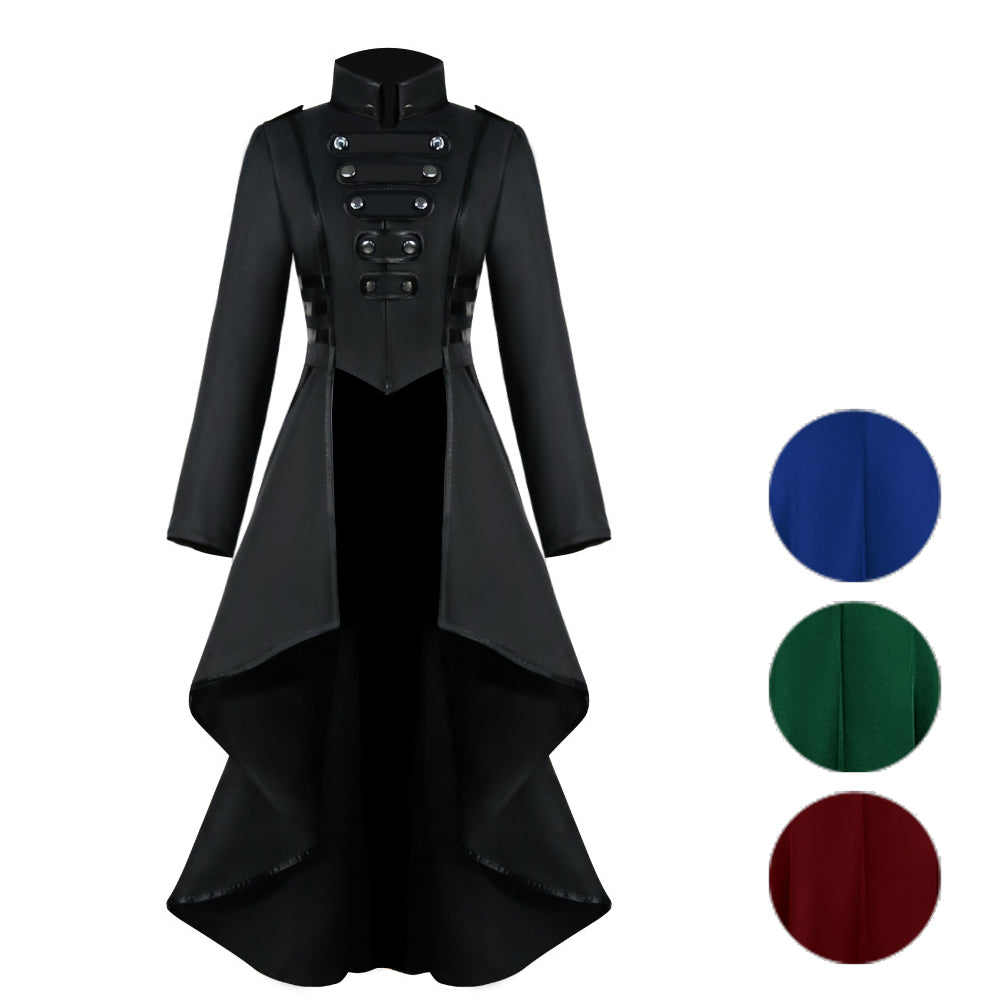 Costume medievale abito smoking donna rever orlo irregolare top lungo retrò
