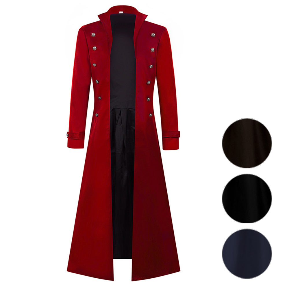Cappotto Costume Medievale Steampunk Retrò Gotico Cappotto Trench Uniforme Vittoriana