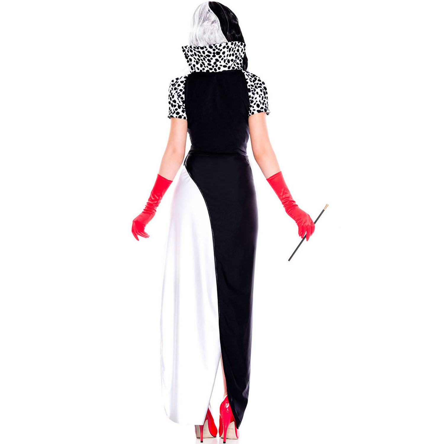Costume da vestito Cruella dalmata KuIra Stage Halloween