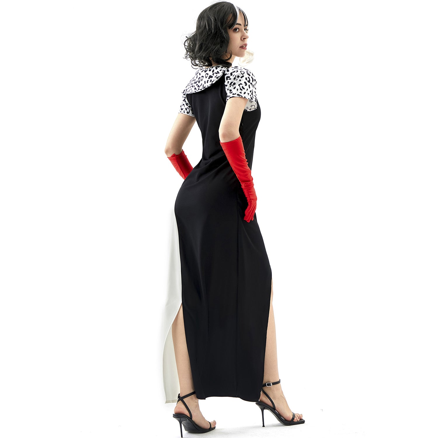 Costume da vestito Cruella dalmata KuIra Stage Halloween