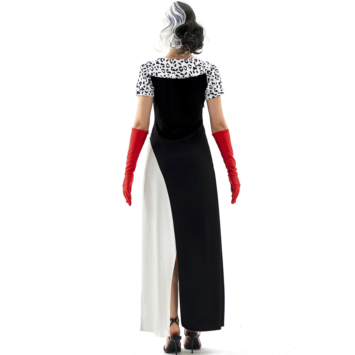 Costume da vestito Cruella dalmata KuIra Stage Halloween