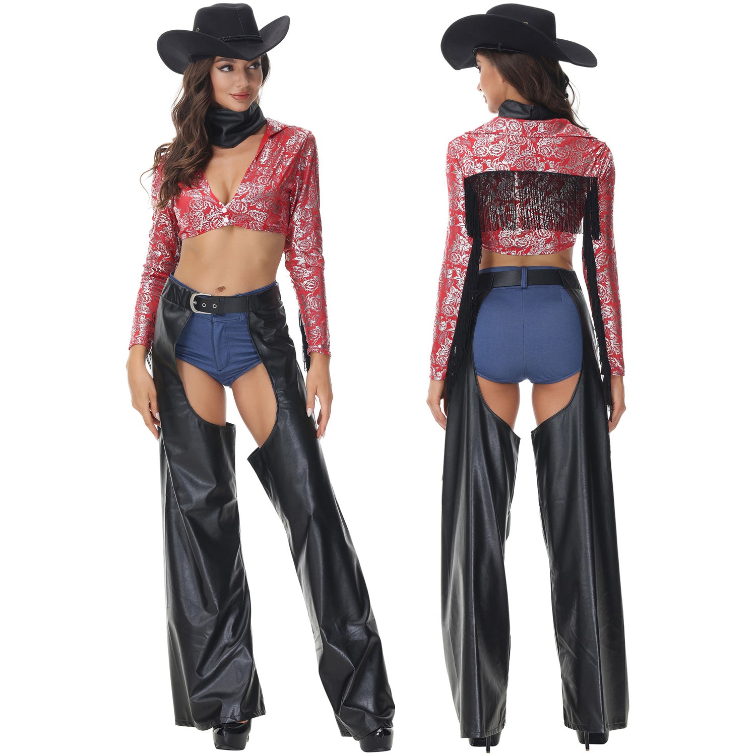 Costume autentico da cowgirl in stile western per cavalcate