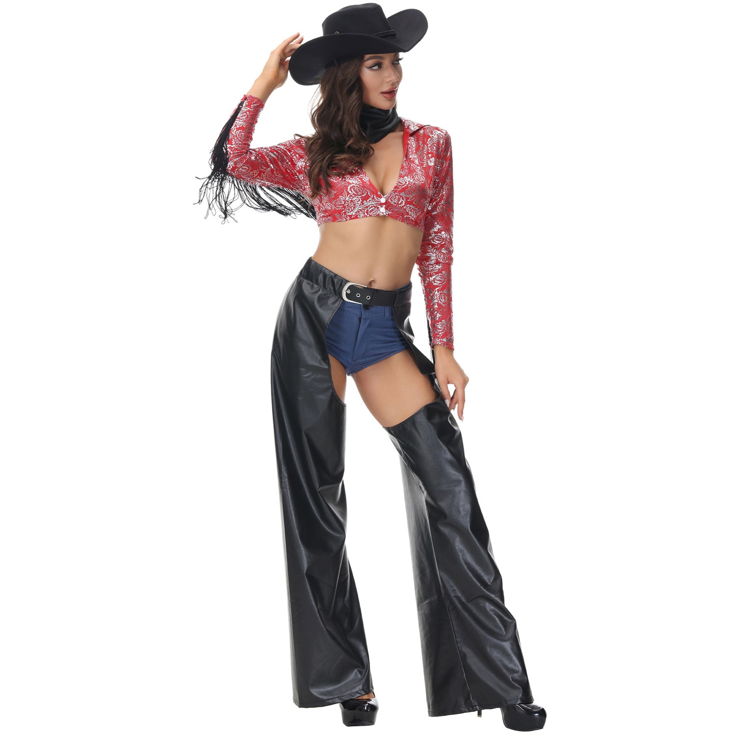 Costume autentico da cowgirl in stile western per cavalcate