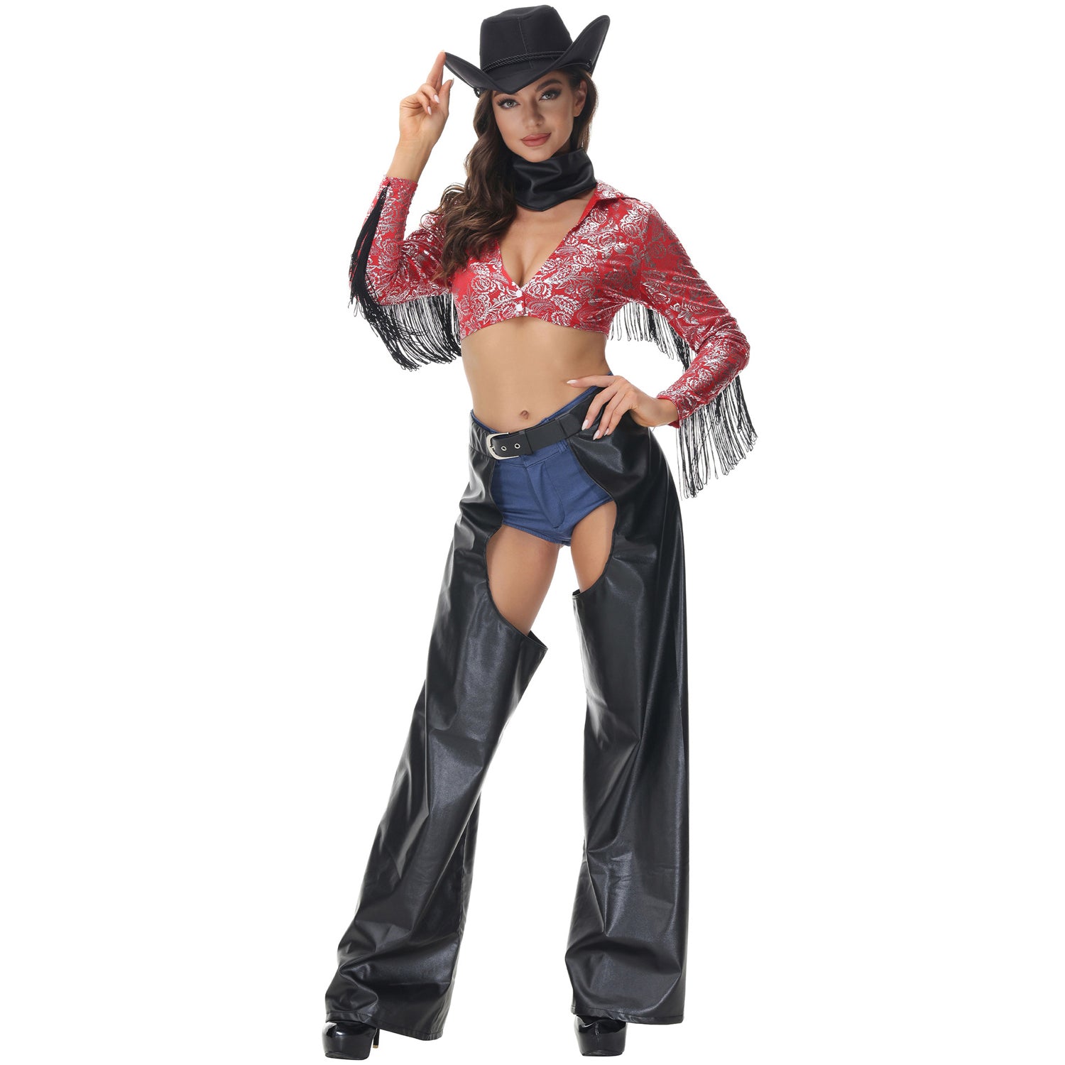 Costume autentico da cowgirl in stile western per cavalcate