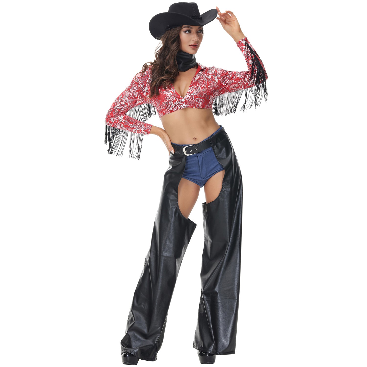 Costume autentico da cowgirl in stile western per cavalcate