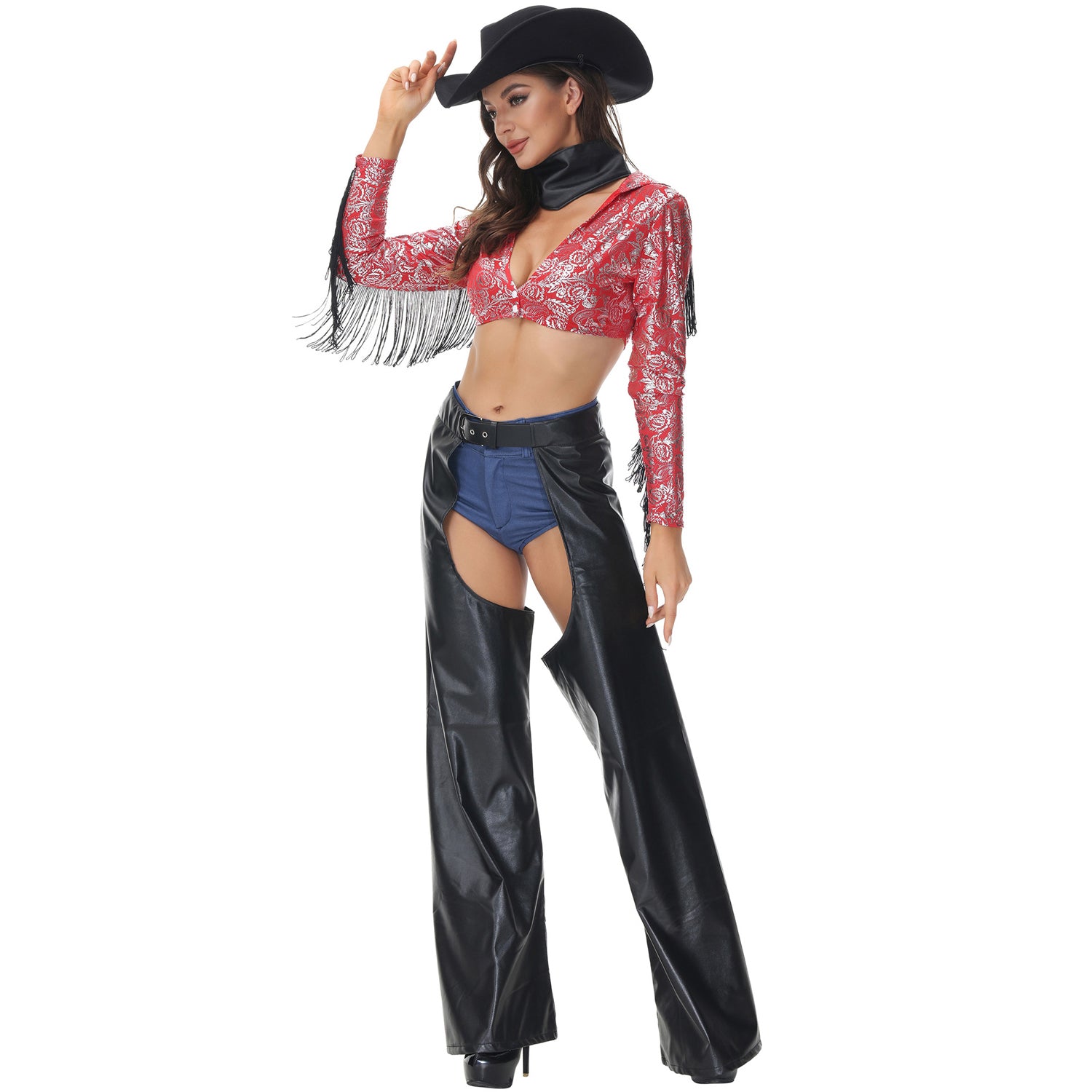 Costume autentico da cowgirl in stile western per cavalcate