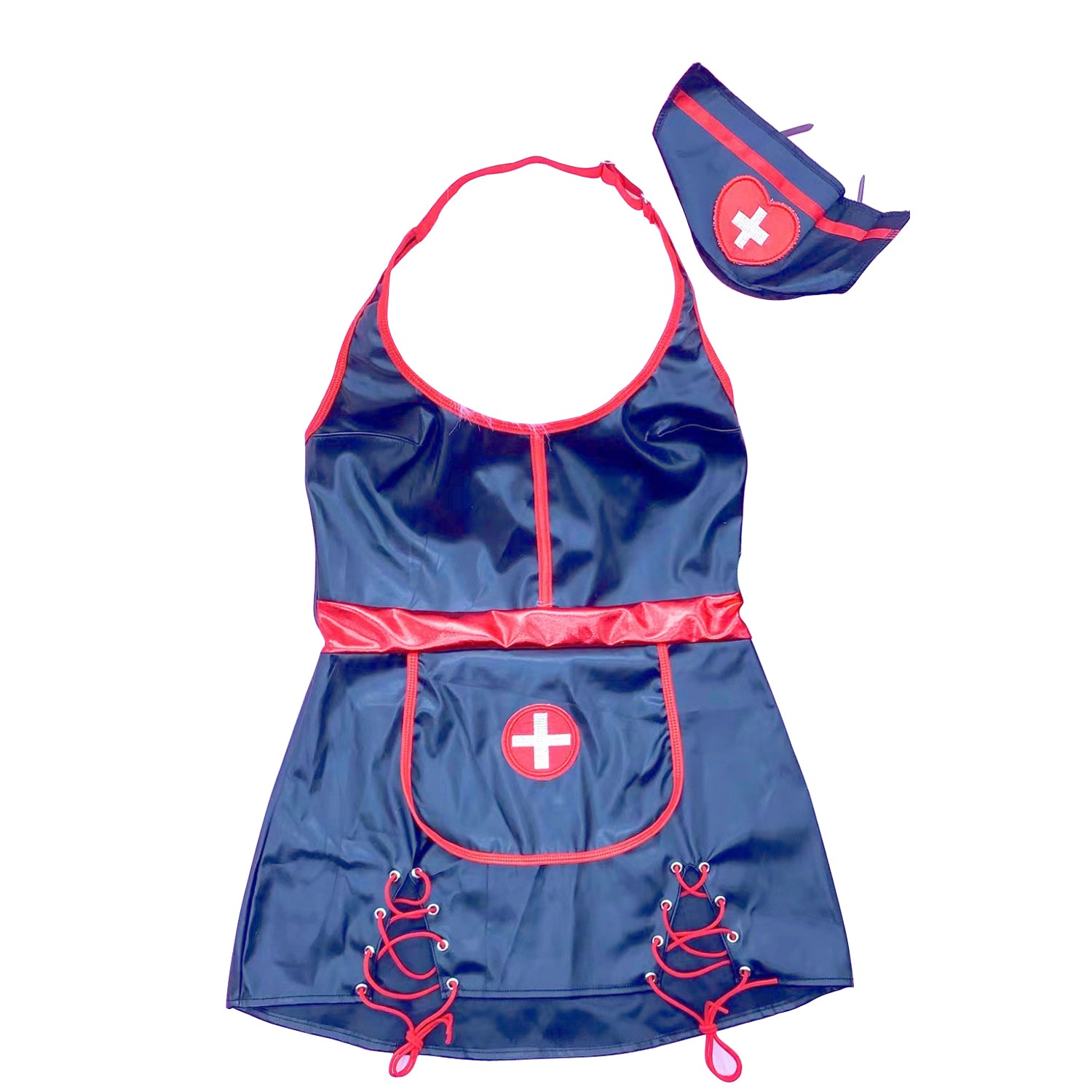 Costume da infermiera PU mini abito gioco di ruolo cosplay per donne