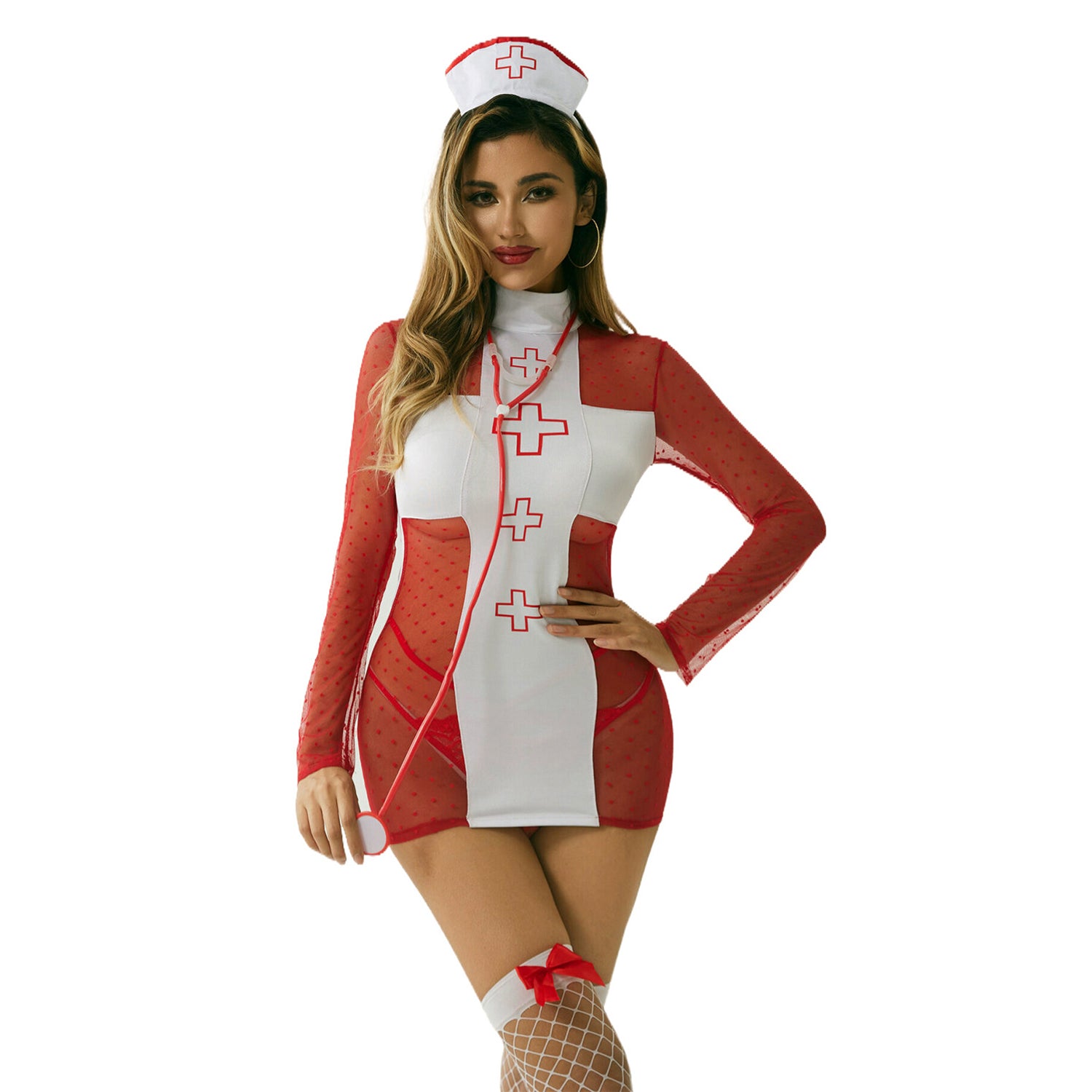Costume uniforme da infermiera con vestito di pizzo per donna