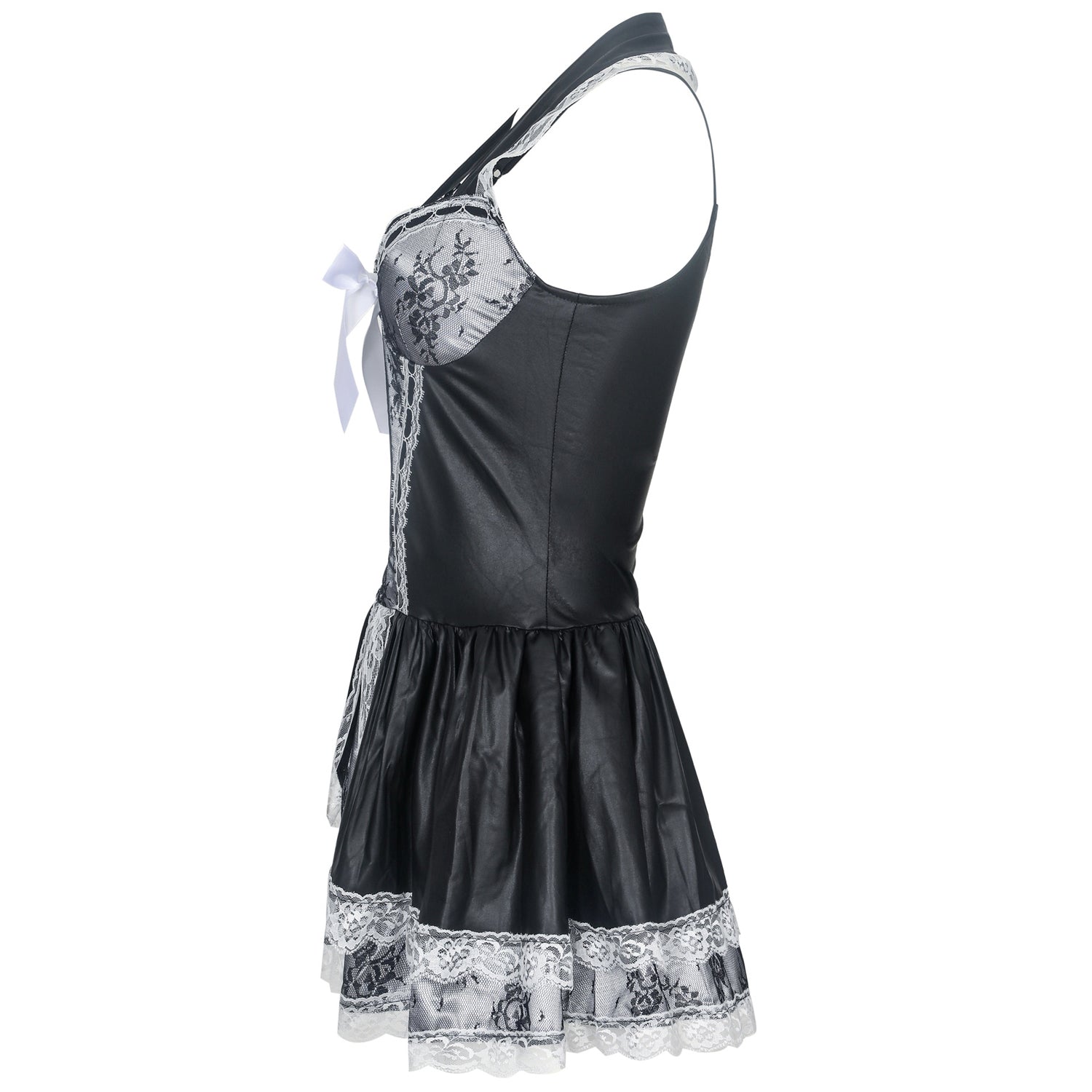 Costume da gioco vestito da cameriera francese in pizzo