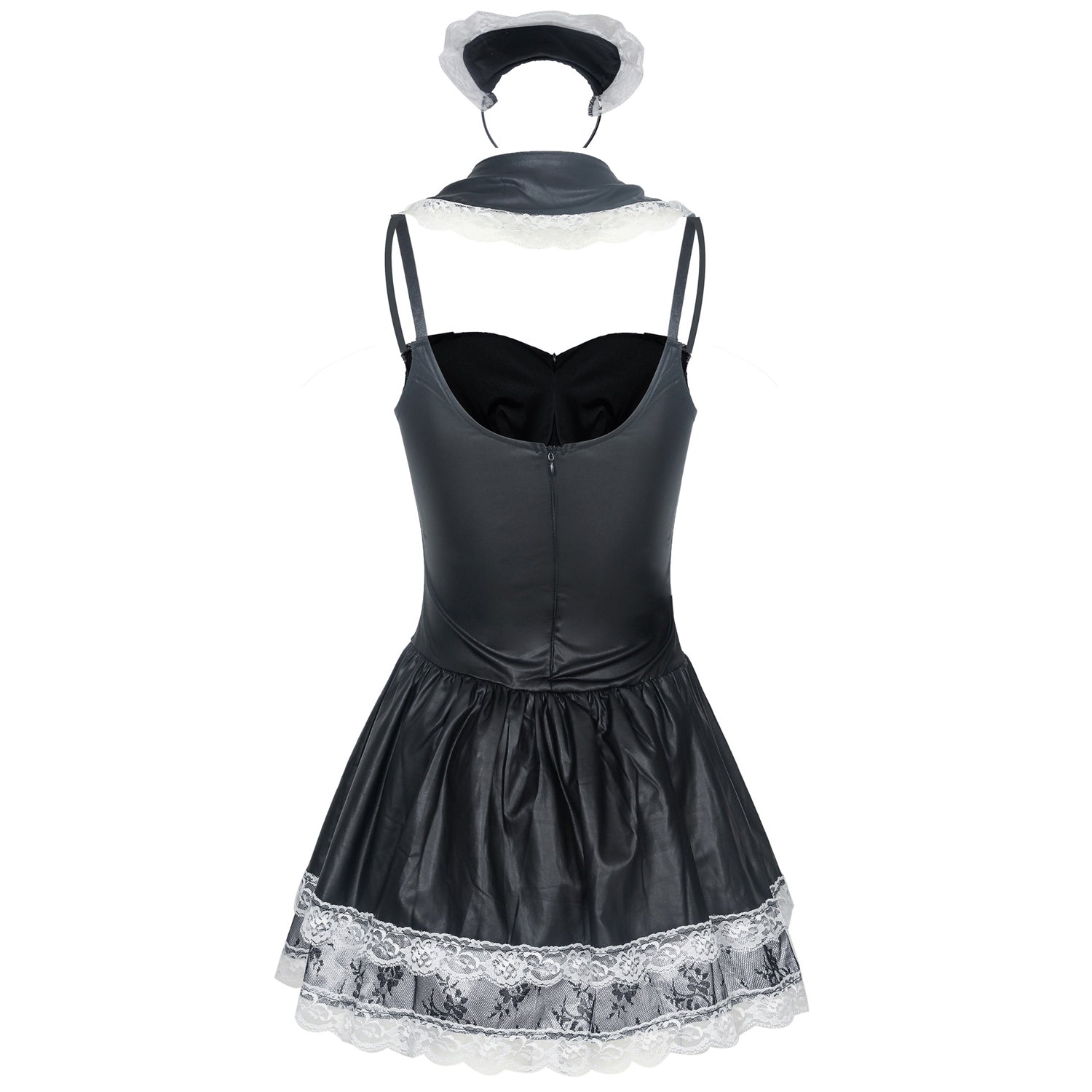 Costume da gioco vestito da cameriera francese in pizzo