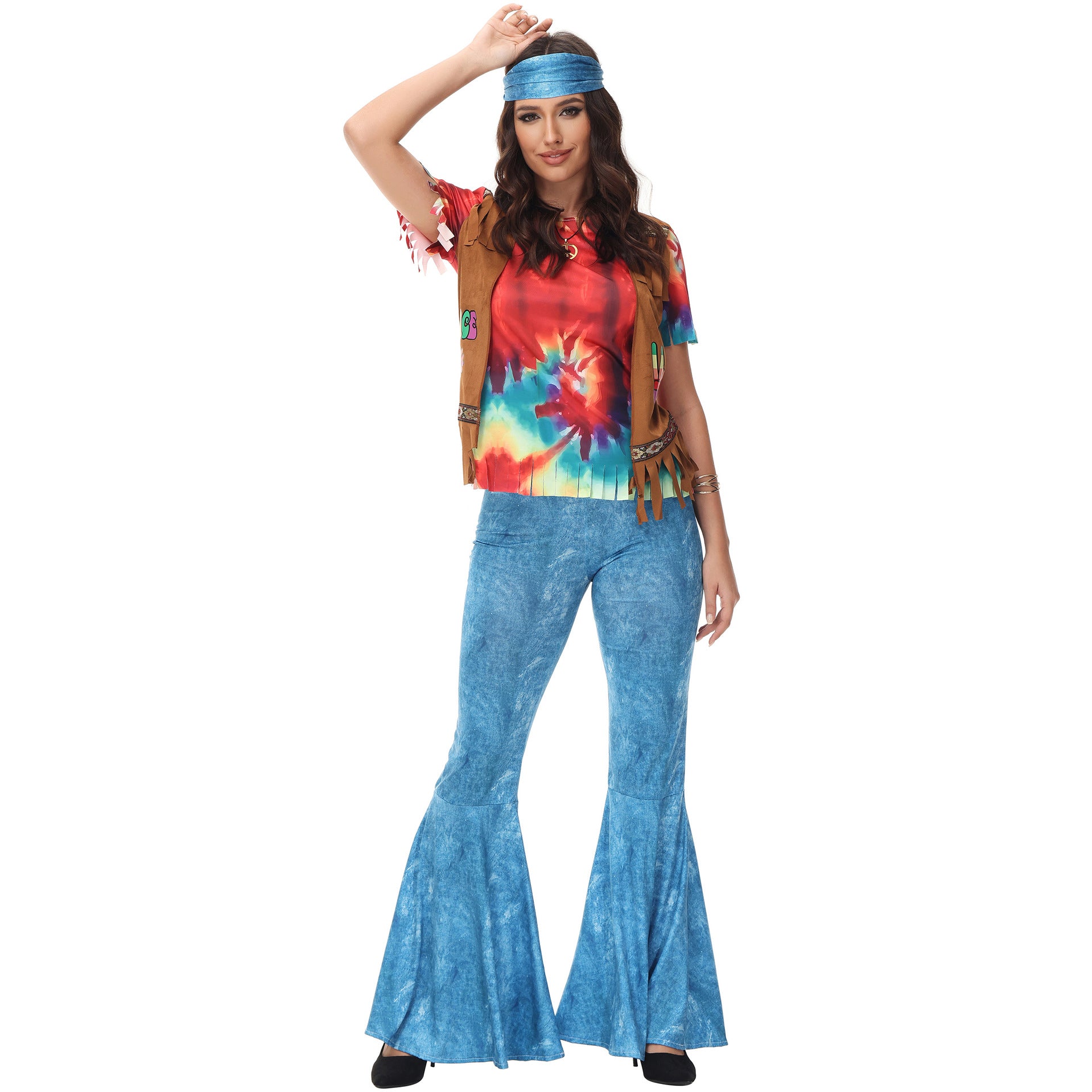 Costume da festa per adulti anni '70 '80 disco hippie