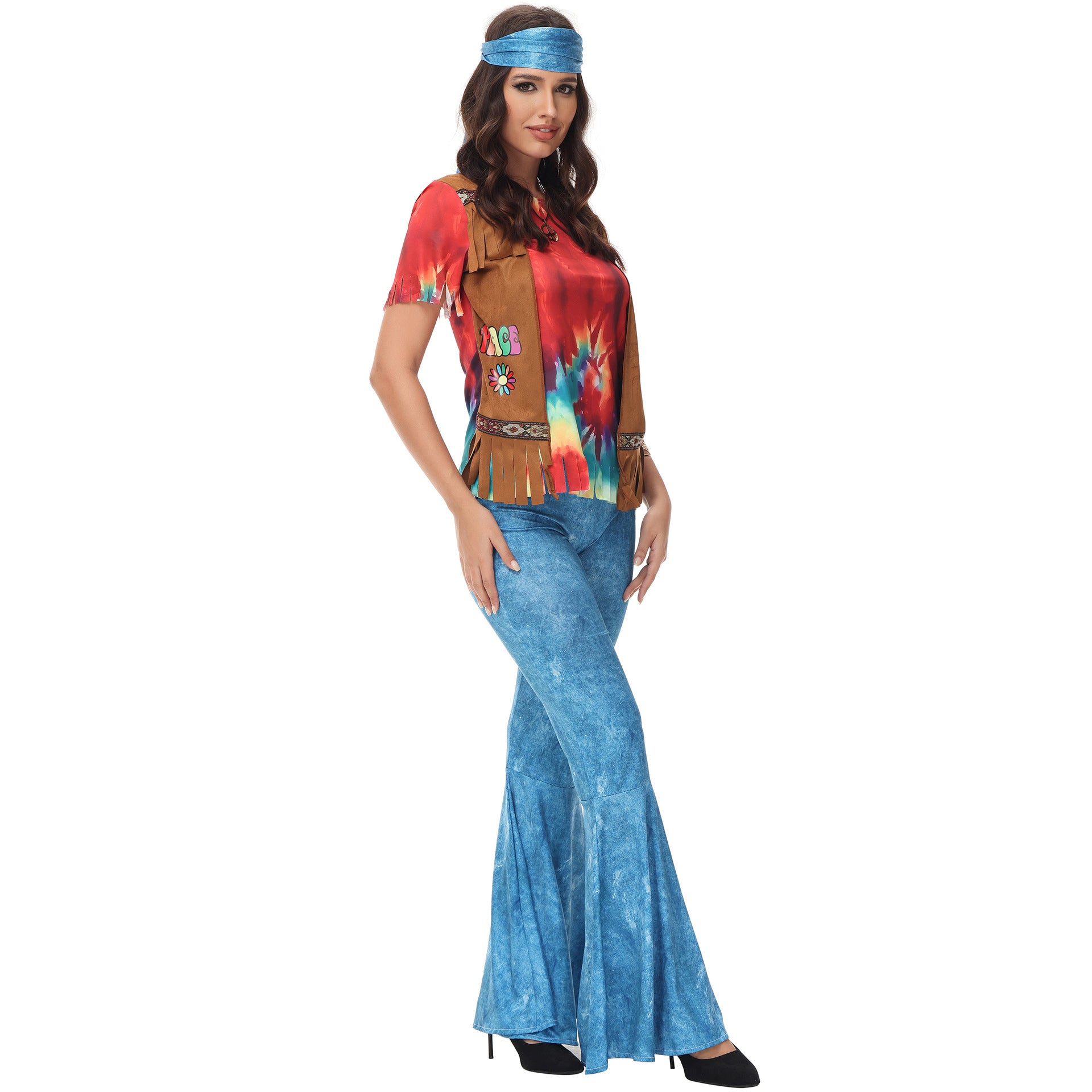Costume da festa per adulti anni '70 '80 disco hippie