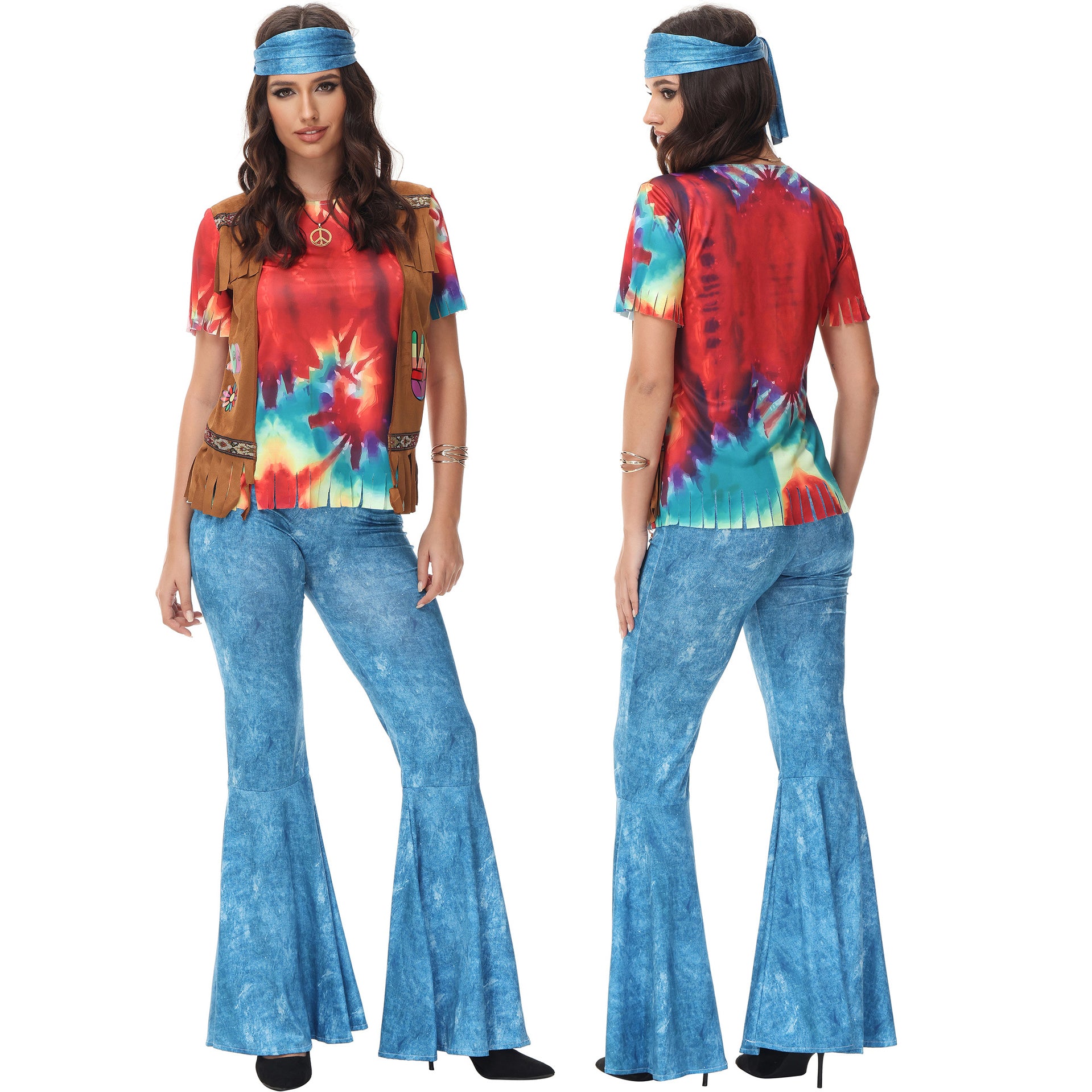Costume da festa per adulti anni '70 '80 disco hippie