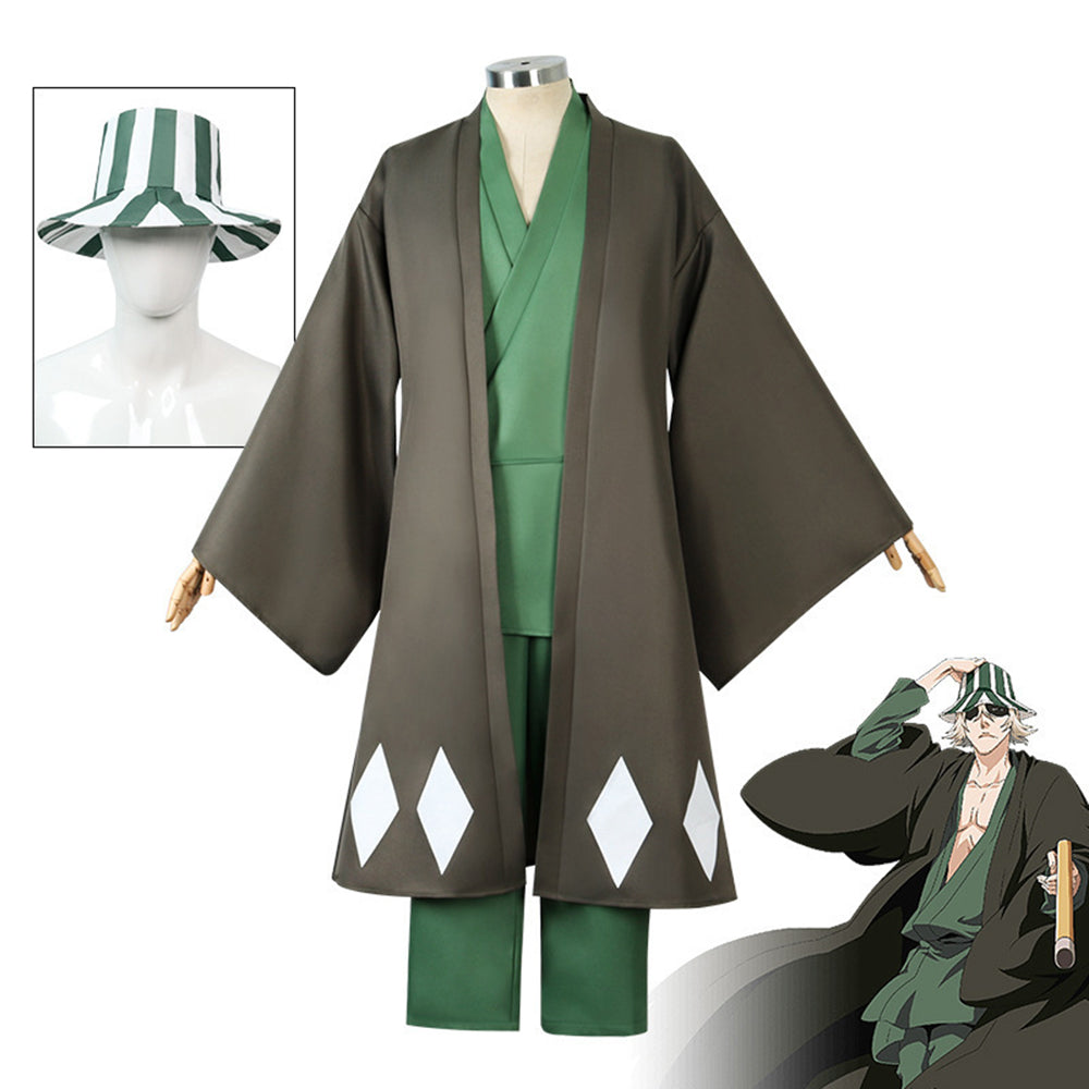 Costume cosplay completo di Bleach Urahara Kisuke con cappello