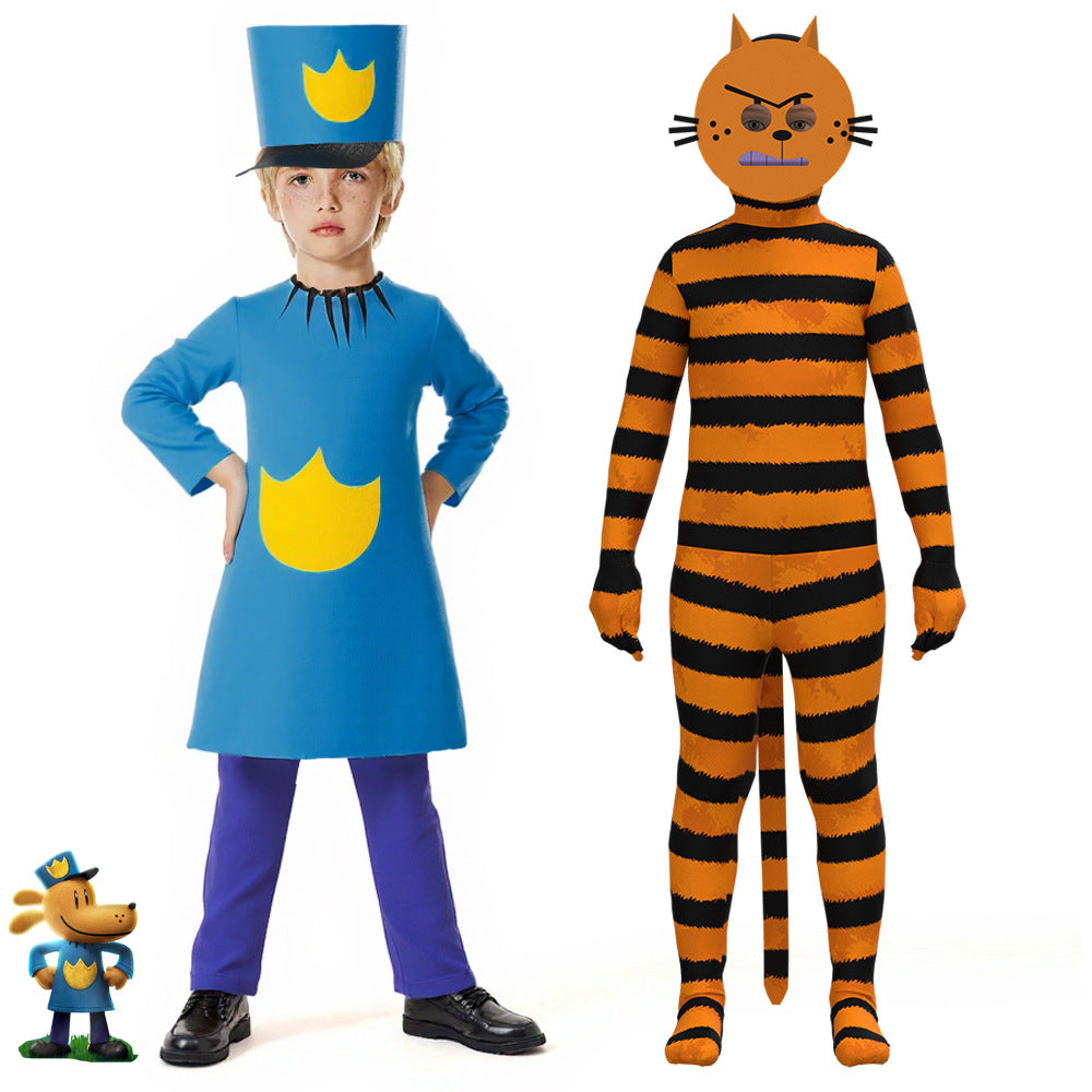Costume elegante da poliziotto per cane Petey con tuta e cappello per gatto