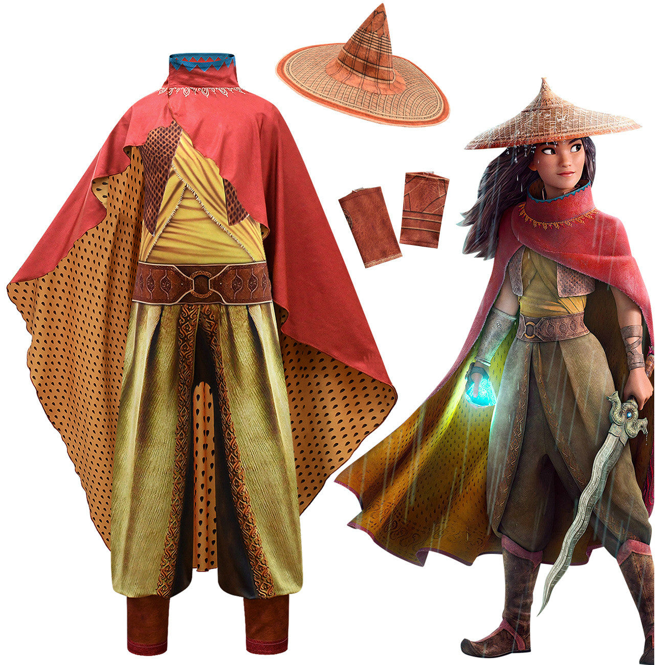 Costume di Raya e l'ultimo drago Cosplay Halloween Tuta per spettacolo drammatico